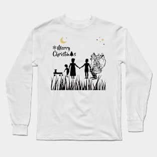 Merry Christmas - Black and White Long Sleeve T-Shirt